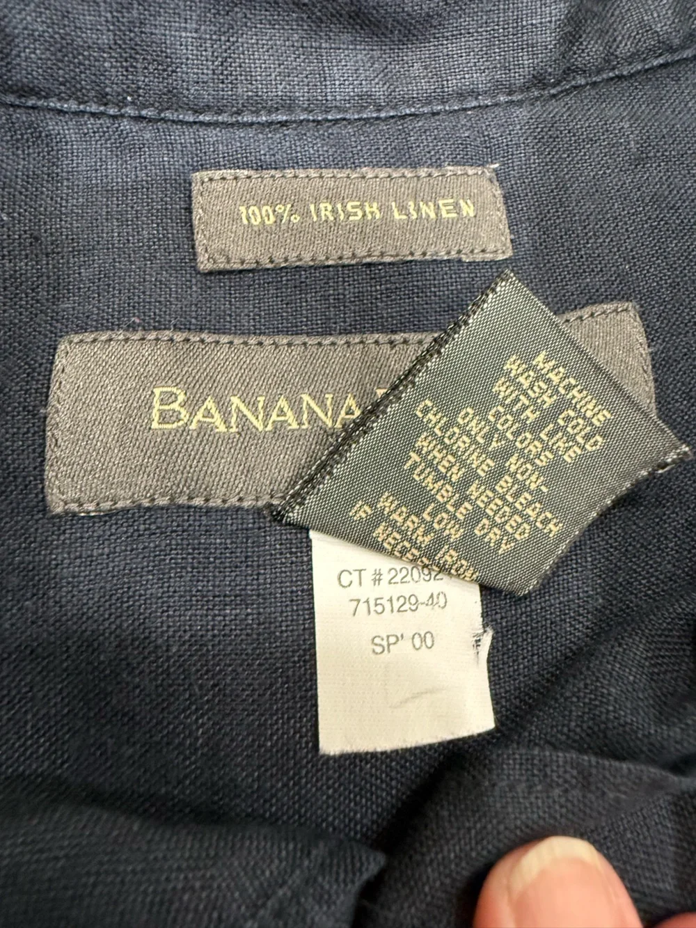 Banana Republic Men’s Small 100% Irish Linen Navy Button Front Shirt